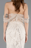 Robe de Soirée Longue Perlé Beige ABU5833