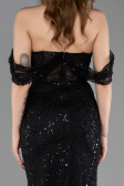 Robe de Soirée Longue Perlé Noir ABU5833