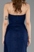 Robe de Soirée Longue Dantelle Bleu Marine ABU5795