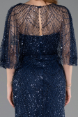 Robe de Soirée Longue Perlé Bleu Marine ABU5798