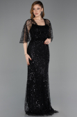 Robe de Soirée Longue Perlé Noir ABU5798