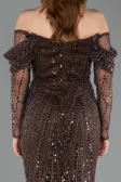 Robe de Soirée Longue Perlé Brun ABU5825