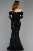 Robe de Soirée Longue Perlé Noir ABU5825