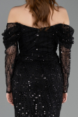 Robe de Soirée Longue Perlé Noir ABU5825