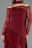 Robe De Soirée Longue Rouge Bordeaux ABU5662