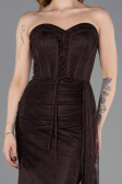 Robe de Soirée Longue Dantelle Brun ABU5795