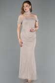 Robe de Soirée Longue Dantelle Vison ABK2548