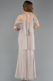 Robe de Soirée Longue Dantelle Vison ABK2548