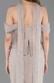 Robe de Soirée Longue Dantelle Vison ABK2548