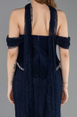 Robe de Soirée Longue Dantelle Bleu Marine ABU5839