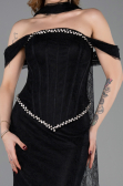 Robe de Soirée Longue Dantelle Noir ABU5839