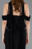 Robe de Soirée Longue Dantelle Noir ABU5839