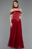 Robe de Soirée Longue Dantelle Rouge Bordeaux ABU5799