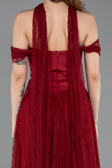 Robe de Soirée Longue Dantelle Rouge Bordeaux ABU5799