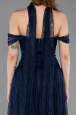 Robe de Soirée Longue Dantelle Bleu Marine ABU5799