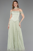 Robe de Soirée Longue Dantelle Menthe ABU5799
