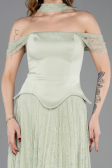 Robe de Soirée Longue Dantelle Menthe ABU5799