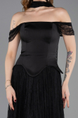 Robe de Soirée Longue Dantelle Noir ABU5799