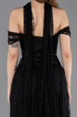 Robe de Soirée Longue Dantelle Noir ABU5799