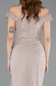 Robe de Soirée Longue Dantelle Vison ABU5841