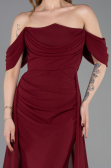 Robe de Soirée Longue Mousseline Rouge Bordeaux ABU5826