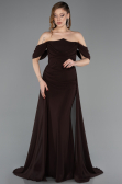 Robe de Soirée Longue Mousseline Brun ABU5826