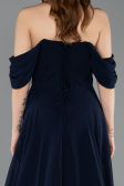 Robe de Soirée Longue Mousseline Bleu Marine ABU5826