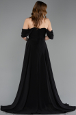 Robe de Soirée Longue Mousseline Noir ABU5826