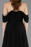 Robe de Soirée Longue Mousseline Noir ABU5826