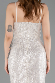Tenue De Soirée Squameuse Longue Beige ABU3246