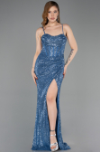 Tenue De Soirée Squameuse Longue Indigo ABU3246