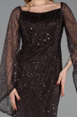 Robe De Soirée Perlé Longue Brun ABU5066