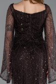 Robe De Soirée Perlé Longue Brun ABU5066