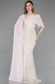 Robe de Soirée Longue Perlé Beige ABU5816