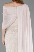 Robe de Soirée Longue Perlé Beige ABU5816