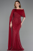 Robe de Soirée Longue Perlé Rouge Bordeaux ABU5816