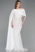 Robe de Soirée Longue Perlé Blanc ABU5816