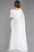 Robe de Soirée Longue Perlé Blanc ABU5816