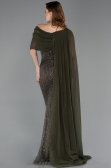 Robe de Soirée Longue Perlé Kaki ABU5816