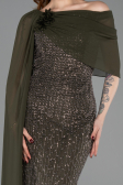 Robe de Soirée Longue Perlé Kaki ABU5816