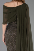 Robe de Soirée Longue Perlé Kaki ABU5816