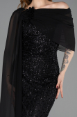 Robe de Soirée Longue Perlé Noir ABU5816