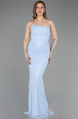 Robe de Soirée Longue Dantelle Bleu clair ABU5817
