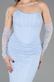 Robe de Soirée Longue Dantelle Bleu clair ABU5817