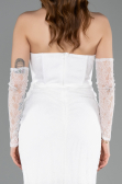 Robe de Soirée Longue Dantelle Blanc ABU5817