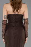Robe de Soirée Longue Dantelle Brun ABU5817