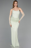 Robe de Soirée Longue Dantelle Menthe ABU5817