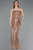Robe de Soirée Longue Squameuse Cuivre ABU5828