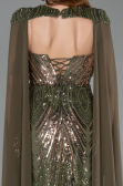 Robe de Soirée Longue Squameuse Kaki ABU5828