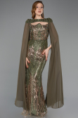Robe de Soirée Longue Squameuse Kaki ABU5828